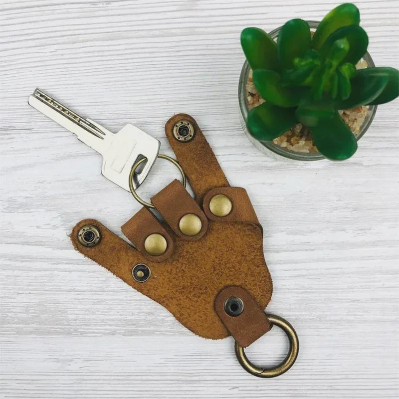 Palm-Shaped Keychain Pendant In Leather
