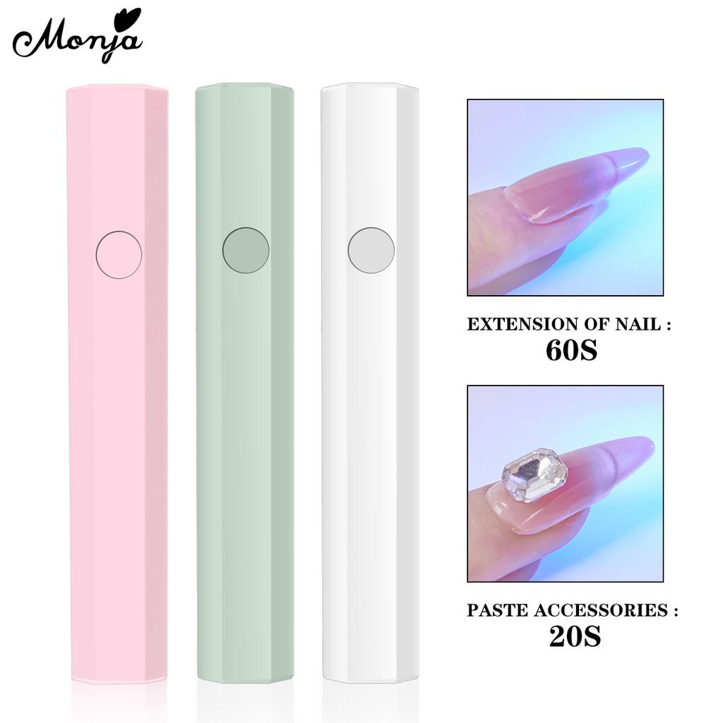 monja Сушилка для ногтей 3 Вт Портативная мини-светодиодная лампа Ручной УФ-гель-лак для отверждения клея Быстросохнущий фонарик с зарядкой через USB Маникюрные инструменты