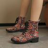 Autumn New Women's Boots Printed Fashionable Anti Slip Shoe Trendy Thick Heeled Short Boot Comfortable Casual Ladies Shoes Botas