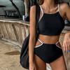 2023 High Waist Tummy Control Cutout Bikini: Push-up, Solid Color, Vacation-Ready Swimsuit for Women
