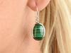 Подлинный чешский малахит, необработанный драгоценный камень, стерлинговое серебро 925 пробы, серьги ручной работы, эффектные женские серьги, подарок для нее.