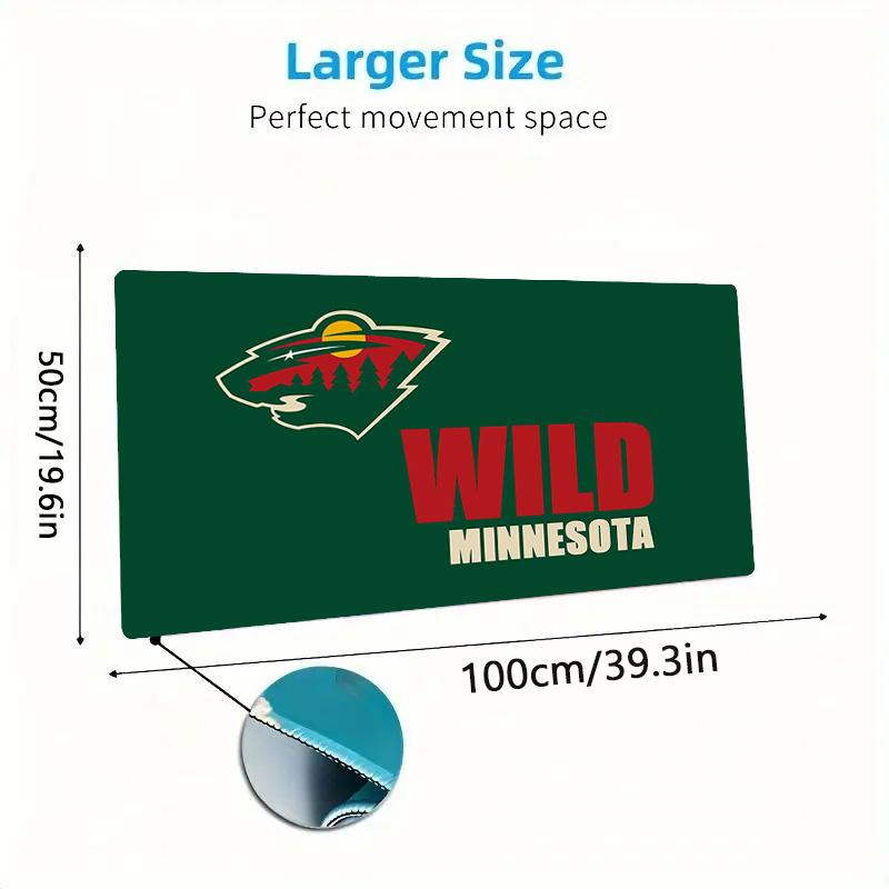 Коврик для мыши с логотипом Minnesota Wild, большой, для игровой поверхности стола, нескользящий, для ноутбука, планшета, большой коврик для мыши XXL, коврик для мини-ПК, с заблокированным краем