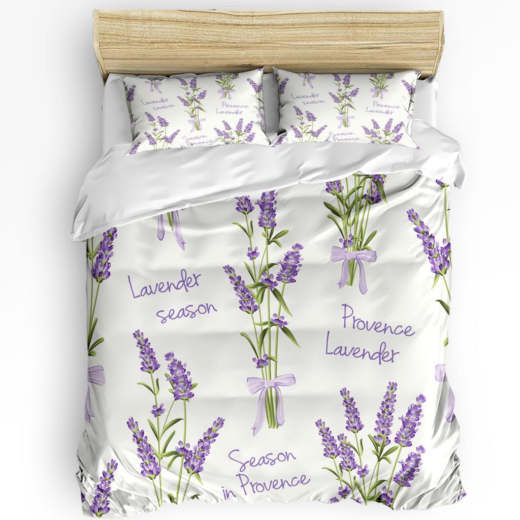 Purple Lavender Green Leaves Plant Flower Duvet Cover Bed Bedding Set Home Quilt Cover Pillowcases Bedroom Bedding Set No Sheet