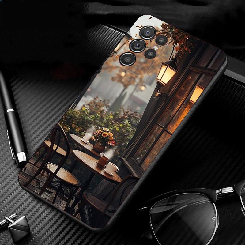 Чехол для телефона для Samsung Galaxy S26 S25 S24 S23 S22 Ultra S23 S22 S25 Plus S24 FE S26Edge Кофейня ночь Эстетика