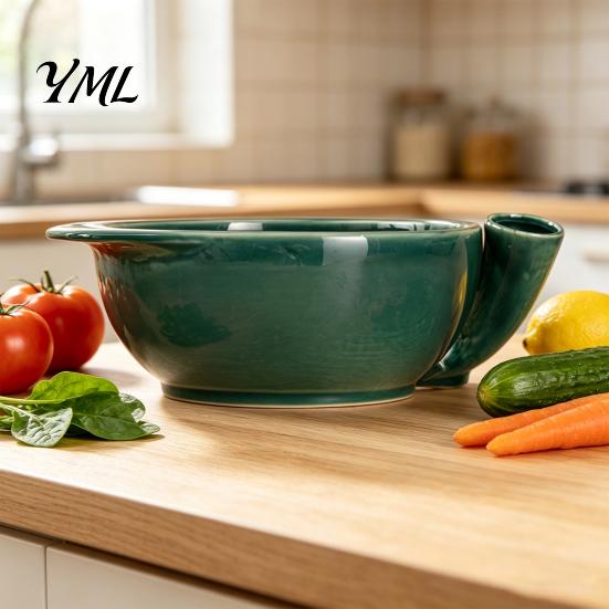 Керамическая миска для хранения овощей и фруктов, миска для мытья ягод, с дренажными отверстиями, очищающее кухонное сито, спиральное сито для клубники