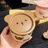 Милая мультяшная вафельная керамическая кружка с крышкой и ложкой, высококачественная офисная кофейная кружка в качестве подарка