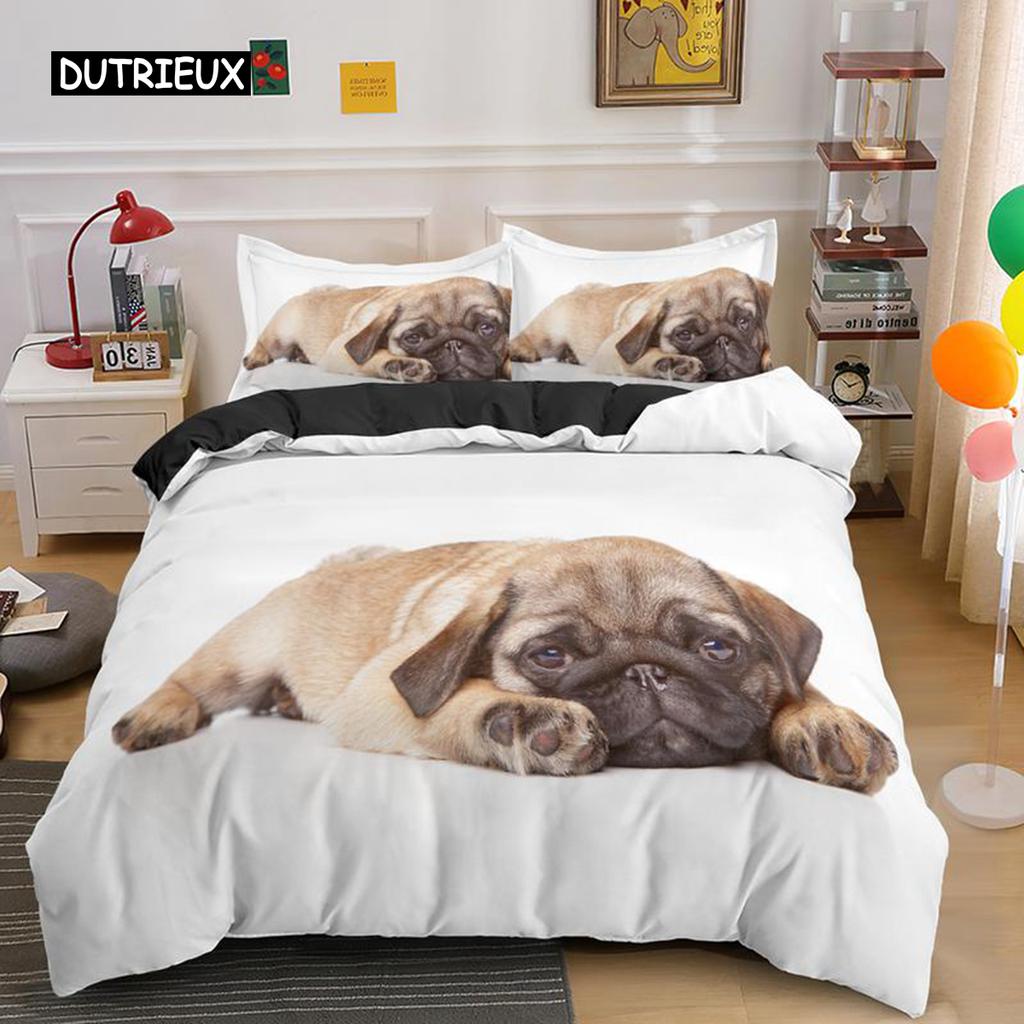 Bulldog Bedding Set Pet Animal Dog Duvet Cover for Kids Adult Bedclothes Covers Comforter Sets Cute Bed Sheets