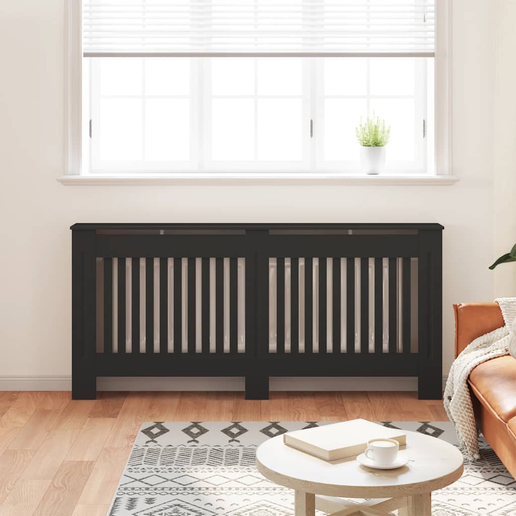 Radiator Cover Black 172 x 19 x 81.5 cm Medium Density Fibreboard