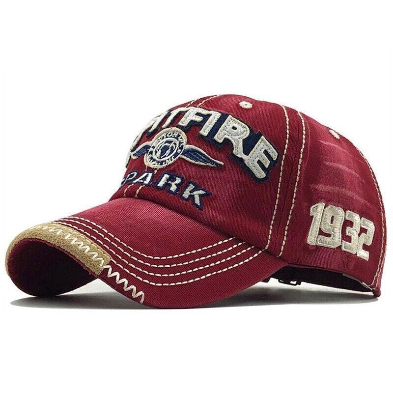 Unisex Cotton Baseball Cap With Embroidered Lettering And Vintage Brim For Outdoor Sun Protection