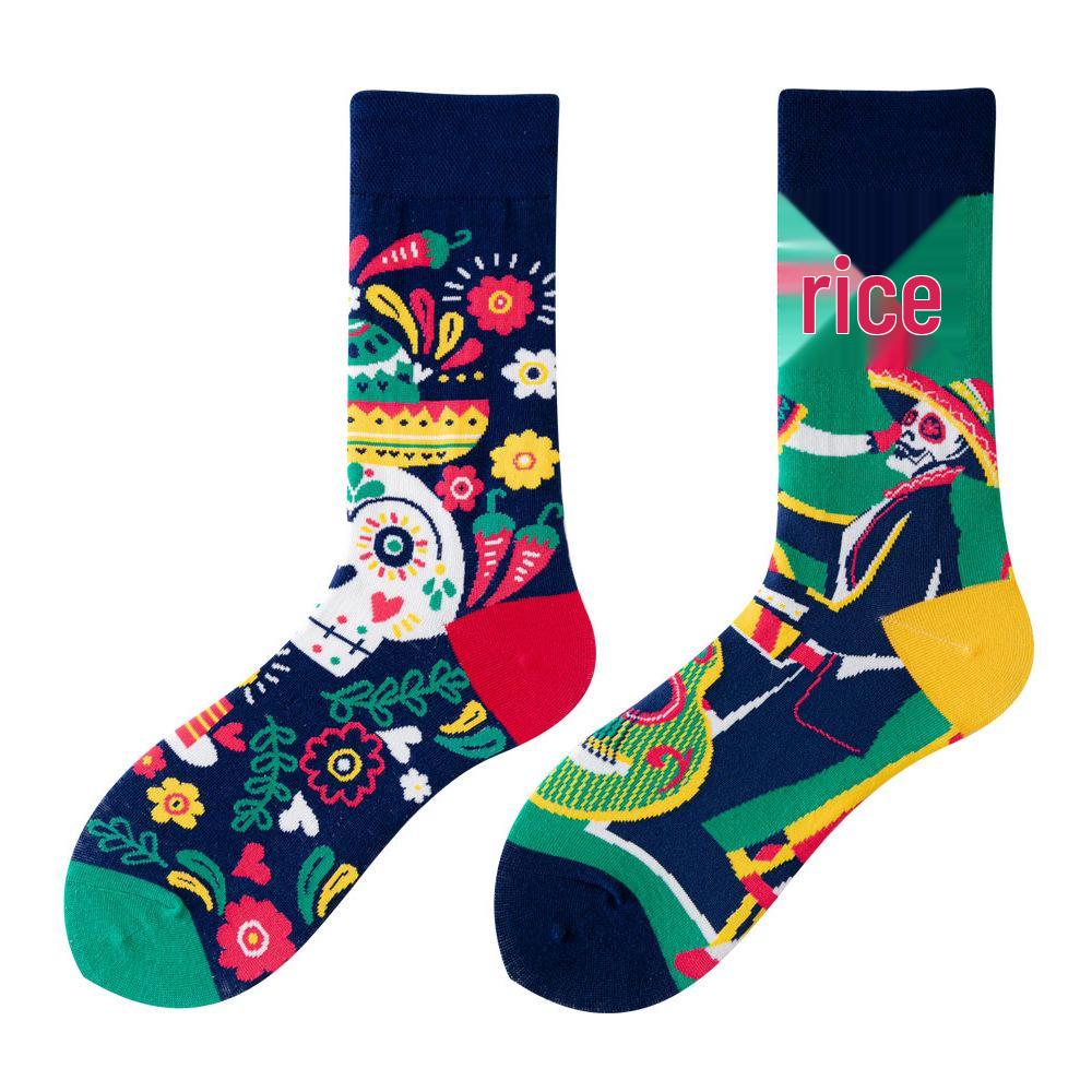 Asymmetric Colorful Christmas Cotton Socks for Couples
