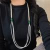 Винтажная Высококачественная Высокоглянцевая Имитация Хрусталя Жемчуга Цепочка для Свитера Халцедон Агат Ожерелье