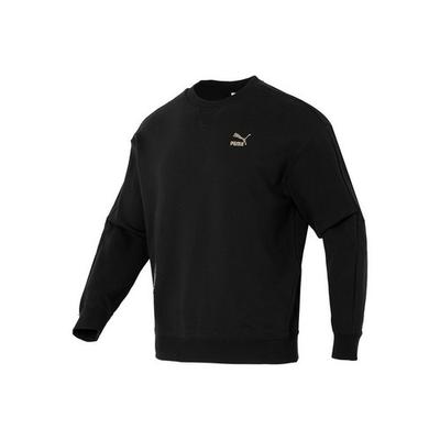 Puma Черная мужская/женская толстовка для фитнеса с вышитым логотипом Puma, круглый вырез