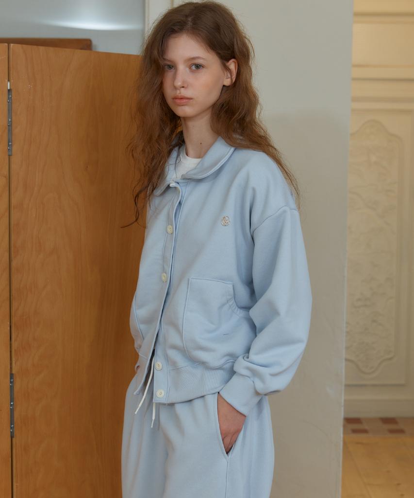 ANOETIC Anc Button Collar Sweat Cardigan_Skyblue