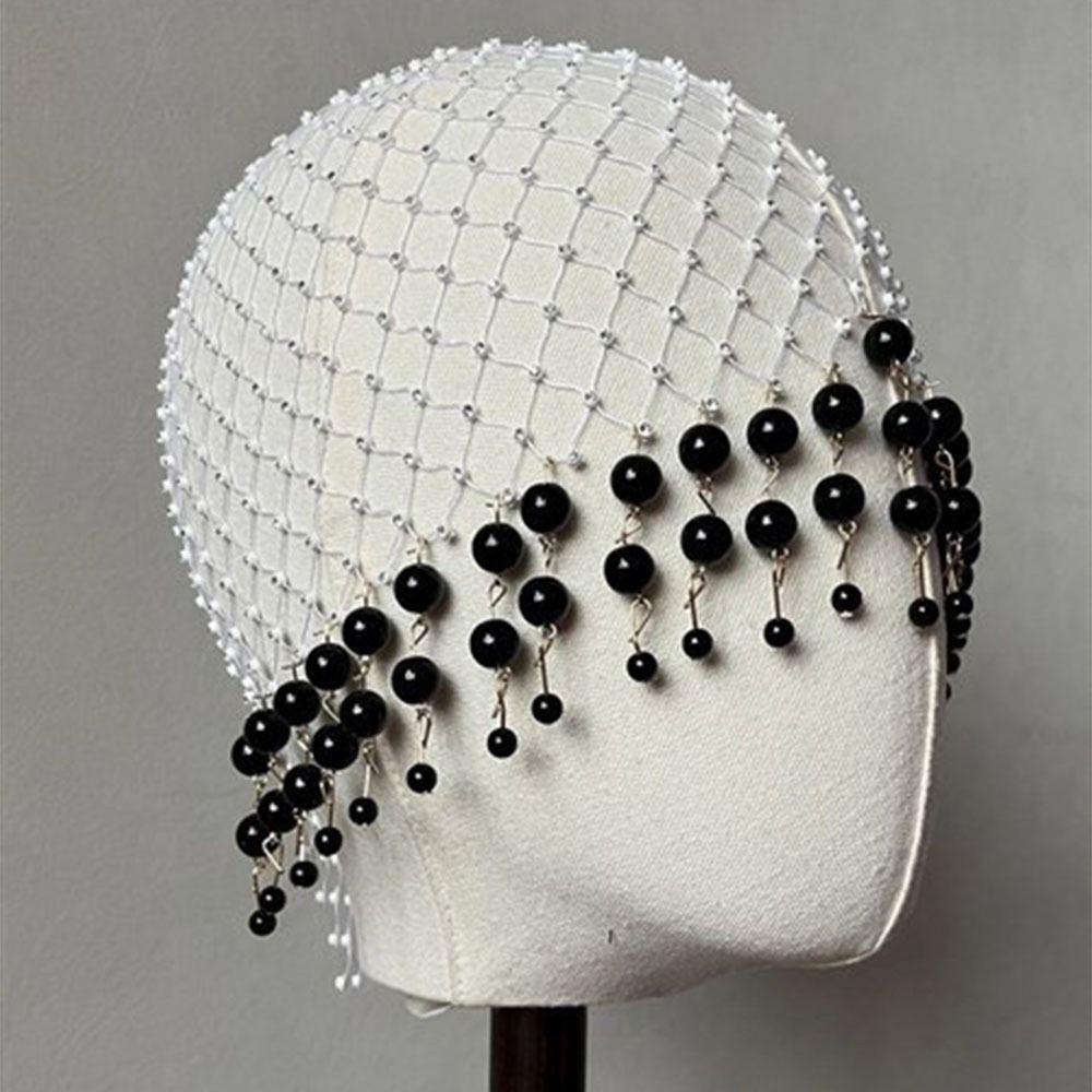 Hollow Out Pearl Tassel Hair Hat Pearl Tassels Luxury Headcaps Bridal Accessories