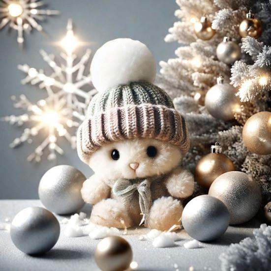 Mini Bunny Hug Easter Gift Plush Stuffed Rabbit Doll with Knitted Hat And Pom Pom Pocket Emotional Support Animal with Gift Box Inspirational Card