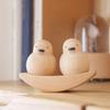 Funny Duck Gift Mini Duck Desktops Decorations 2Pcs Wood Ornament Set Couple Small Statue Decorations