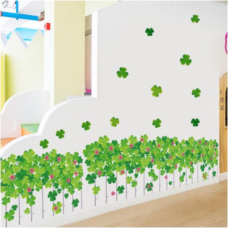 XH3021 Green Clover Grille Bedroom Living Room Background Decoration Removable Stickers
