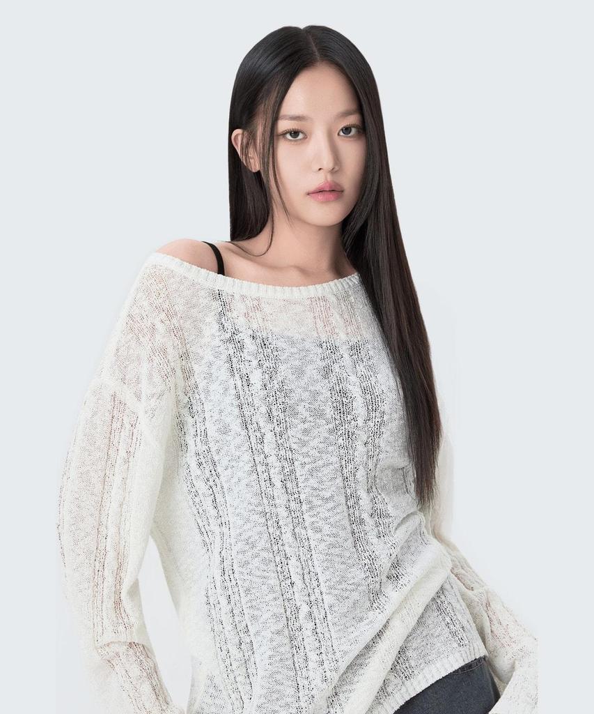MIXXO See-Through Cable Loose Fit Long Sleeve Knit_Miwkag642T