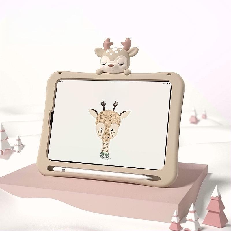 Силиконовый защитный чехол для iPad 9/Air 4 со слотом для стилуса - Мультяшный дизайн для планшетов 10,9 дюйма, 10-го поколения, а также Mini 5/6