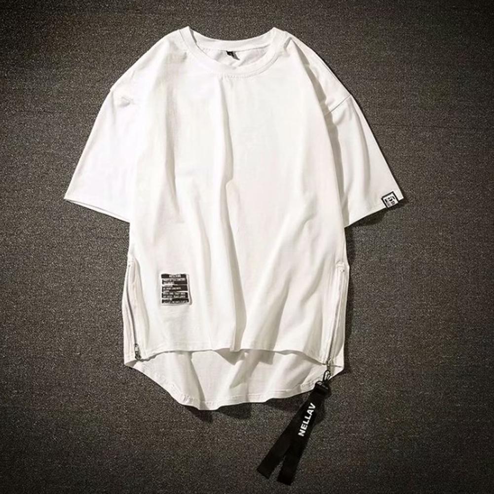 O Neck Short Sleeve Top Tees Vintage Loose Fit T-Shirt Men Hip Hop Street Wear