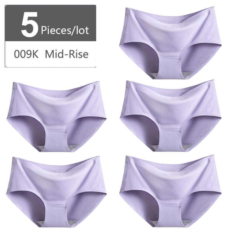 Большой размер M-XXXXL, женские бесшовные трусики из ледяного шелка, эластичные трусы со средней талией, нижнее белье, 5 шт.