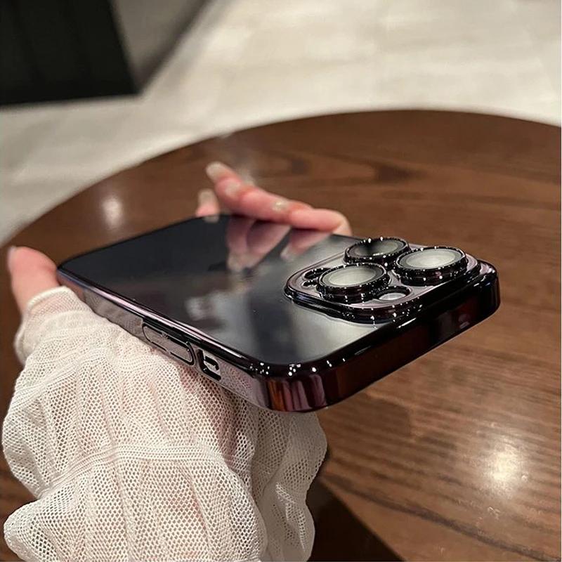 Роскошный прозрачный чехол с покрытием для iPhone 15 14 11 12 13 Pro Max 14 15 Plus, противоударная крышка, прозрачные мягкие чехлы, аксессуары
