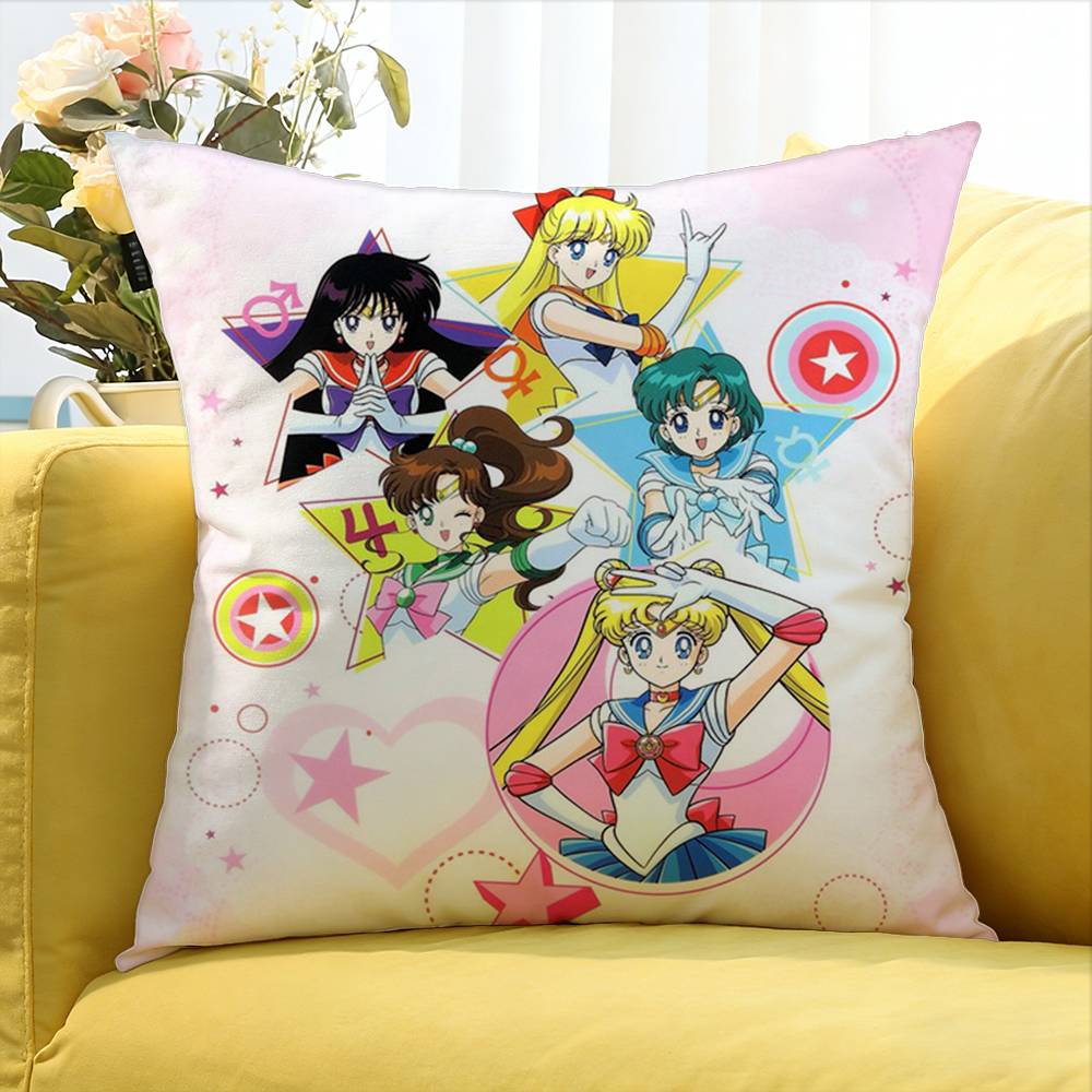Cute girls SSailors MMoones World Various Sizes Square Pillow Case For Car Home Bedchamber Decor