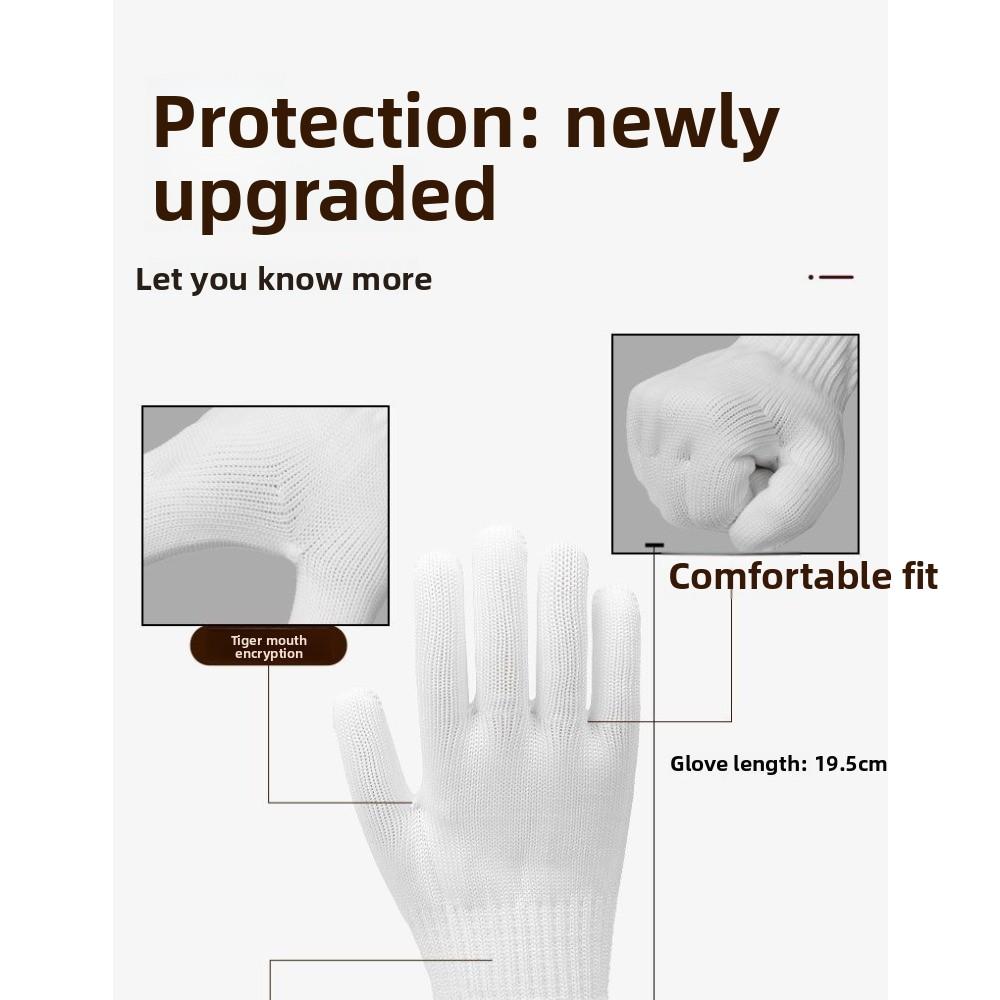 Прочные белые нейлоновые перчатки для мужчин и женщин — нескользящая ручка, дышащая ткань, впитывающая пот, идеально подходит для домашнего ремонта и домашних работ