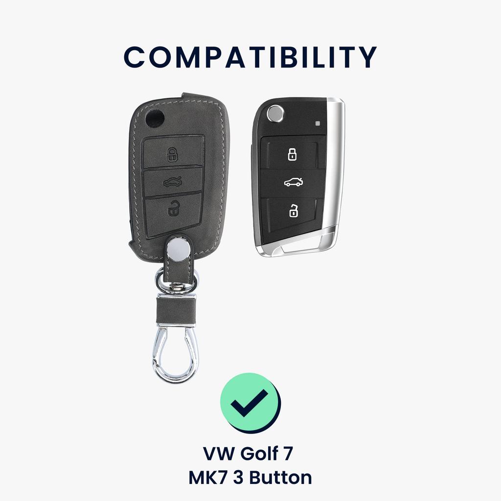 Чехол для ключей совместимый с kwmobileVWGolf7MK7 - Защитный чехол-накладка для ключей, чехол для ключей, ключ от машины - ПУ кожа в стиле нубук, темно-серый