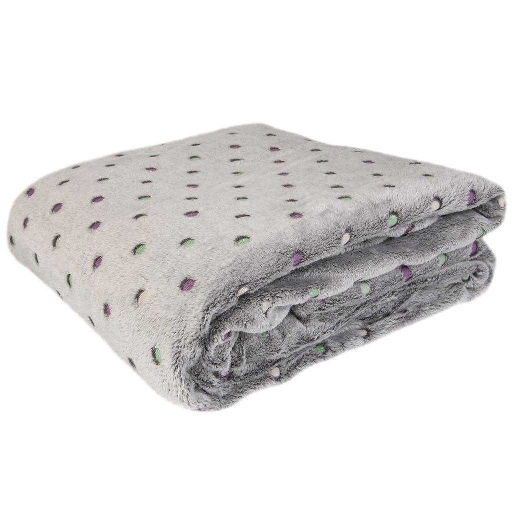 Blanket 150x200 made of soft microfiber NEON gray blanket with purple dots