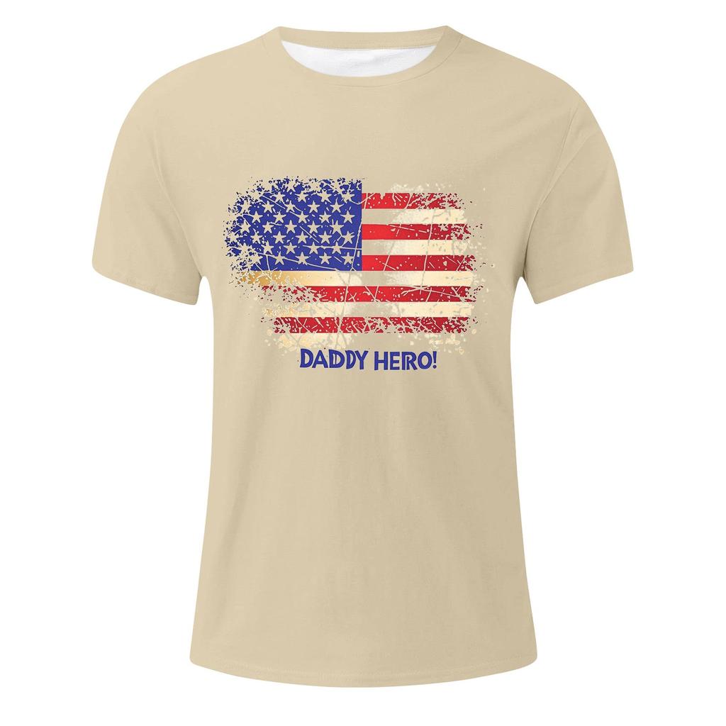 Мужская футболка с принтом флага ко Дню отца, мужской свободный повседневный топ с коротким рукавом