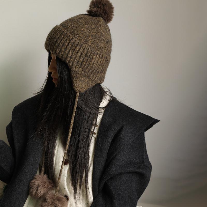 Women'S Knitted Hat Autumn And Winter Warm Earmuffs Korean Style Hat