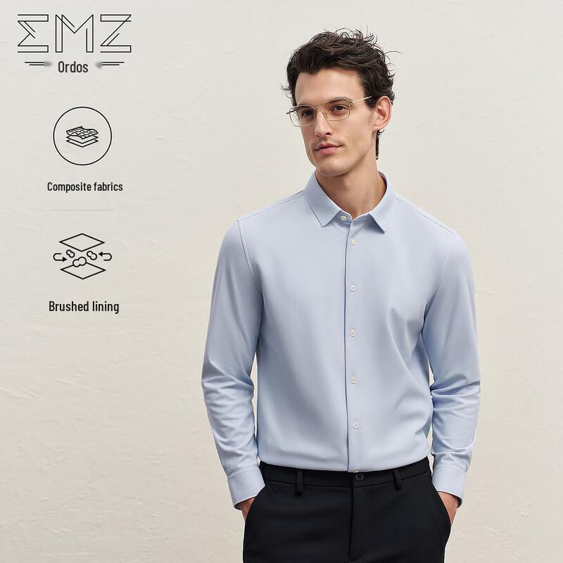 Мужская рубашка EMZ с начесом внутри, с длинным рукавом, в стиле business casual