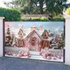 2D flat  1pc pink Christmas house background with candies and snow scenes - banner for holiday parties  weddings  birthdays