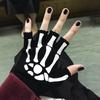 Luminous Halloween Skeleton Skull Gloves Punk Half Finger Gloves Winter Unisex Skull Fingerless Knitted Mitten Glow In The Dark