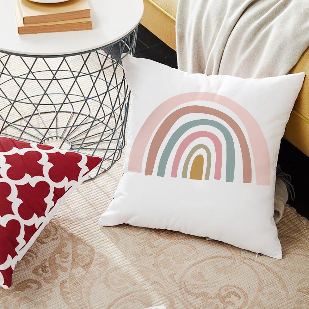 Rainbow Cute Print Pattern Throw Pillowcase Home Sofa Bed Decorative Pillowcase Car Office Decorative Pillowcase