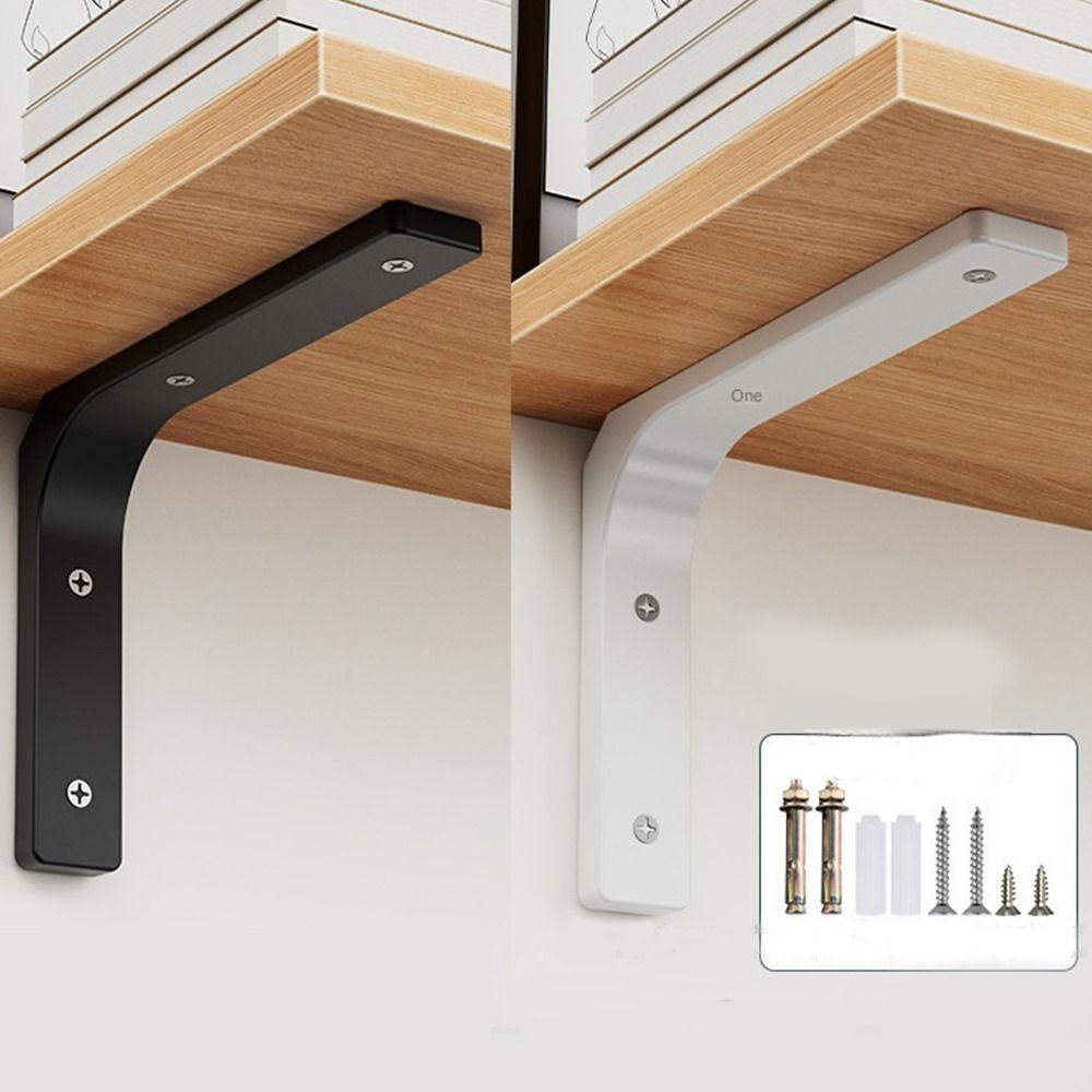2pcs Wall Mounted Shelf Bracket L-shaped Fixed Bracket Multifunctional Shelf Support Hardware