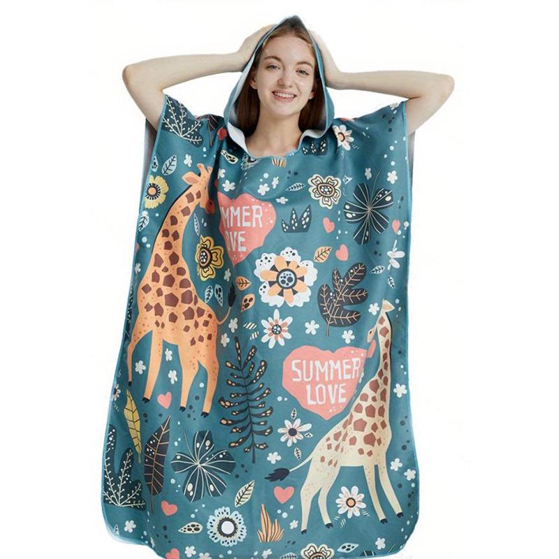 Colorful Quick-Dry Hooded Towel Cape for Beach, Bath, and Pool