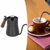 Stainless Steel Narrow-spout Coffee Drip Pot with Thermometer for Coffee and Tea (650ml, Black)