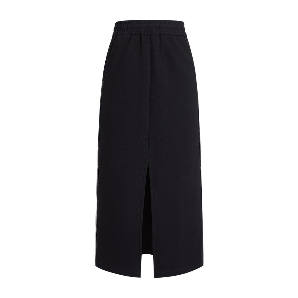 Mid to long split hip skirt for spring, small and contrasting color, versatile commuting A-line skirt, half cut skirt