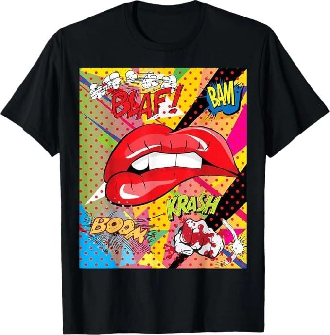 Lovely Lips Retro Pop Art Unisex T-Shirt Size S-4XL