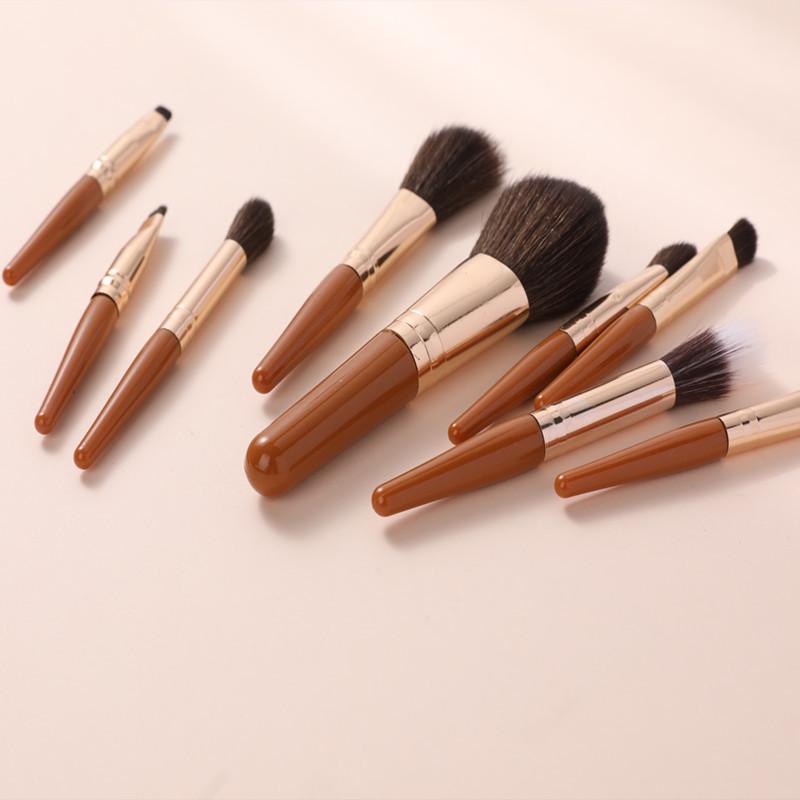 Mini 9-Piece Soft-Bristled Makeup Brush Set for Beginners - Portable Travel Kit