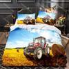 Boys Tractor Printed Bedding Set Men Construction Cars Pattern Comforter Cover For Kids Heavy Machinery Vehicles Duvet Cover