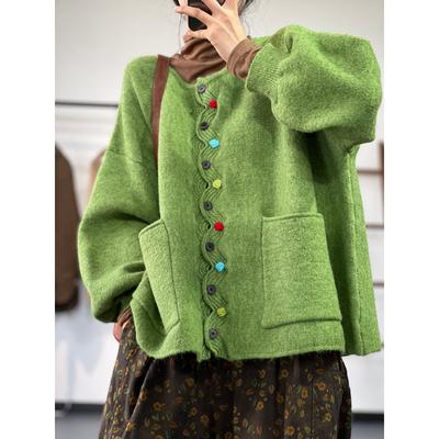 Зимние большие размеры, осенние женские однотонные свитера на пуговицах, куртка, вязаная мода, свободный кардиган в повседневном стиле, свободный свитер больших размеров