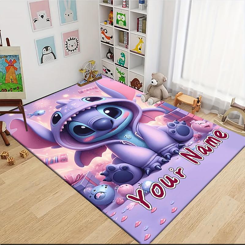 Custom Name "Your Name Stitch Angel" Carpet Rug Customizable Soft Washable Anti-Slip Home Living Room Sofa Mats Personalized Rug. 0909375