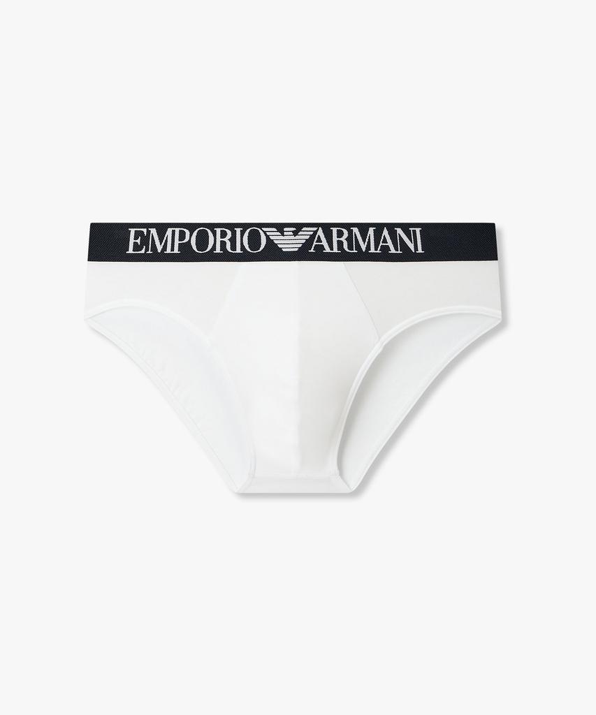 EMPORIO ARMANI UNDERWEAR Мужские хлопковые трусы с текстурированной резинкой_Белый 0816111155