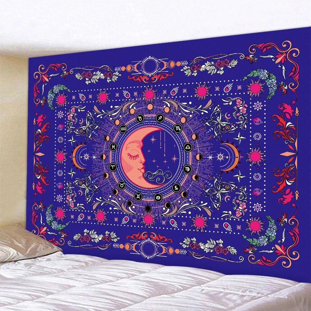 Mandala Sun Moon Butterfly Psychedelic Scene Home Decor Tapestry Hippie Bedroom Wall Decor Bohemian Decor