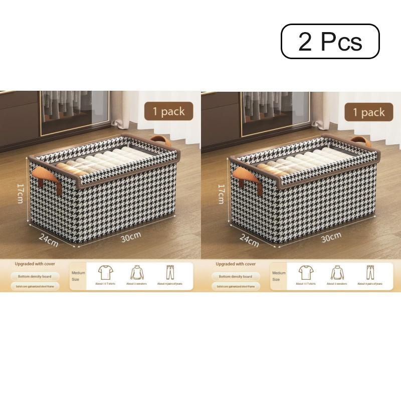 1pc foldable storage box for organizing clothes, with dust cover and handle, bedroom clothes, office documents, kitchen utensils