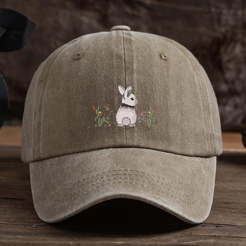 Бейсболка милый кролик цветочный принт легкая текстильная ткань для повседневных и официальных мероприятий отдых на открытом воздухе