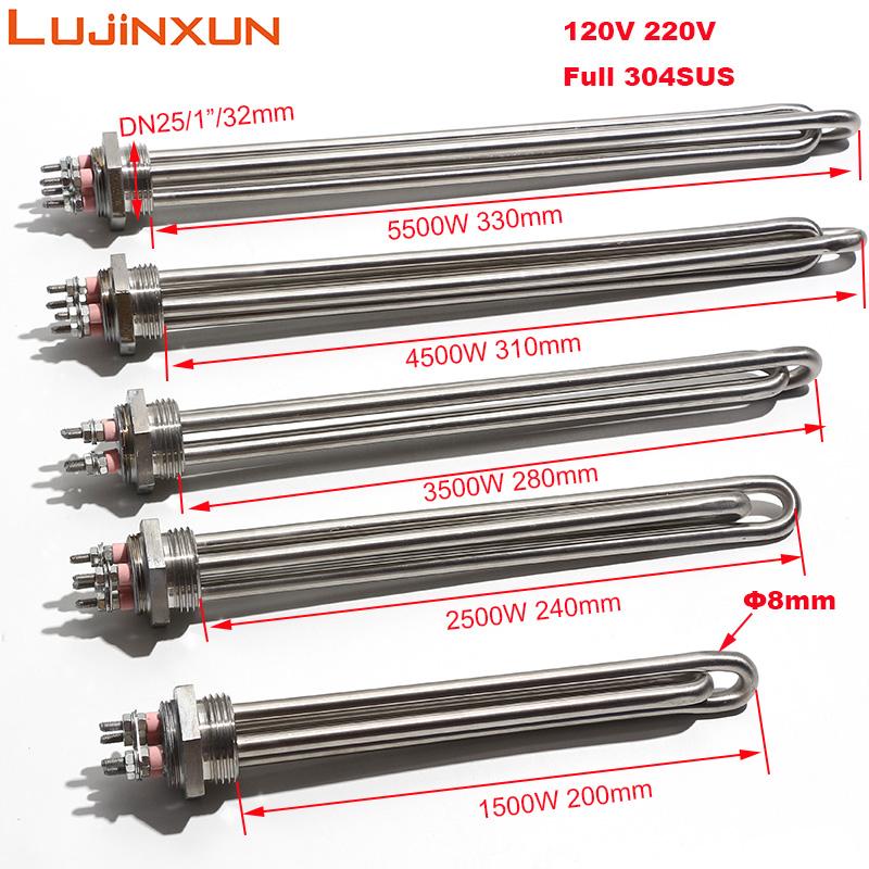 LUJINXUN 1-дюймовый солнечный нагревательный элемент для воды DN25 32 мм G1 Электрический нагреватель Бак 304SUS Десять Защита от перегрева 220 В 1,5-5,5 кВт 1 шт.